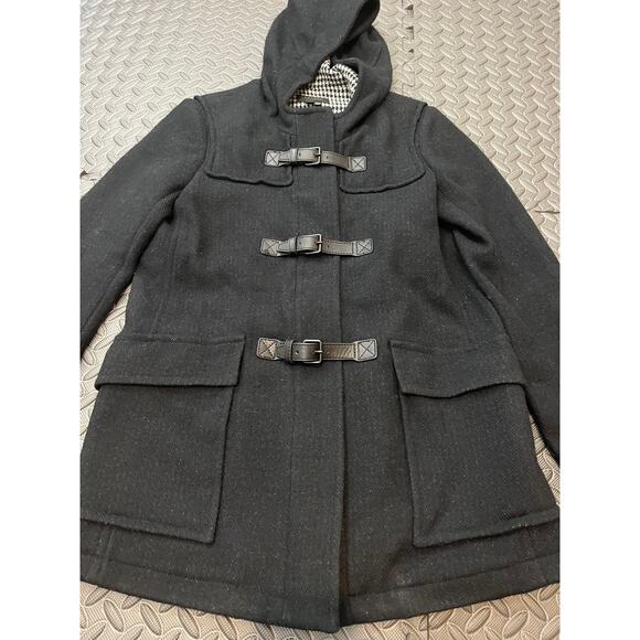 Theory Toggle Duffle‎ Coat Wool Gray Black Plaid Interior Size P Small - Picture 2 of 10